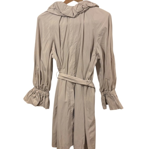 I.C collection Stylish Beige Ruffle Trench rain Coat L - Picture 2 of 8